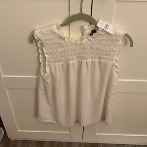NWT Ann Taylor small romantic ruffle cream top